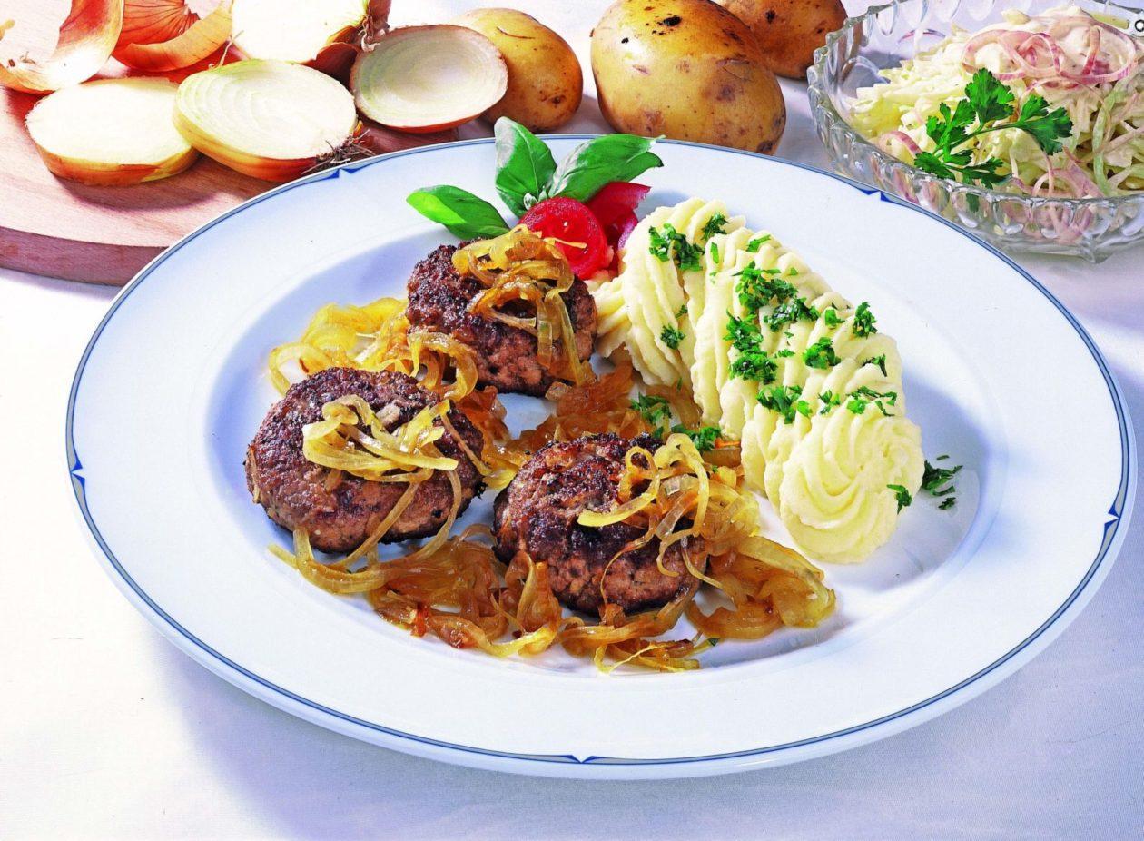 Hacksteaks mit Zwiebeln Hacksteaks mit Zwiebeln