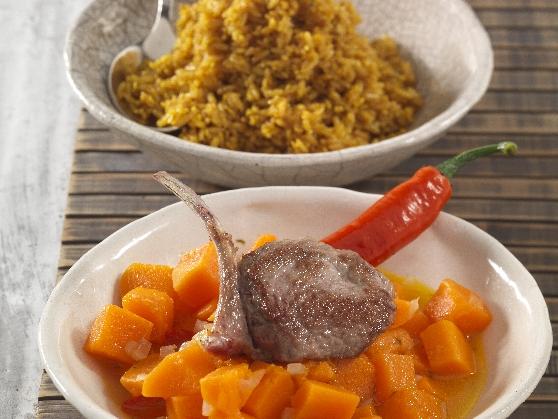 745_lammkotelett_kuerbis Lammkotelett auf Kürbis und Sesamreis - BCM Diät Rezepte.de
