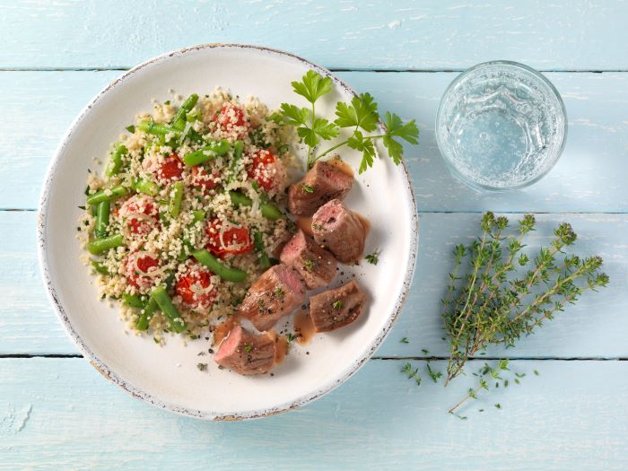 Lammfilet mit Tomaten-Bohnen-Couscous – Precon Rezepte