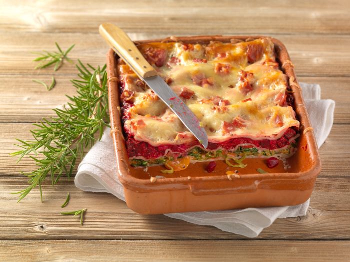 Wintergemuese-Lasagne mit Schinken