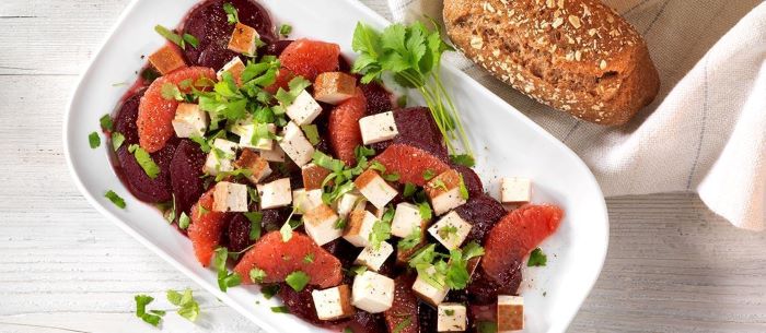 Rote-Bete-Salat mit Grapefruit und Räuchertofu – Precon Rezepte