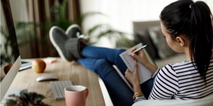 young-woman-working-at-home-picture-id--